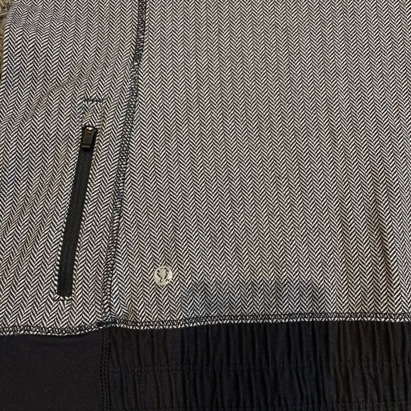 Lululemon Think Fast Hoodie Sweatshirt Top Women’s Size 6 Herringbone Gray Black - Picture 7 of 11